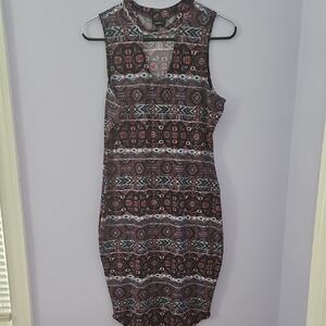 Rue21 Red and Blue Sleeveless Bodycon Mini Dress